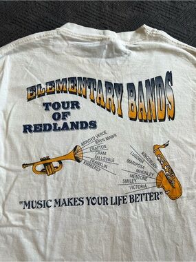 🎺🎷Vintage Y2K Hanes Beefy-T Redlands California Elementary Bands Tour T-Shirt